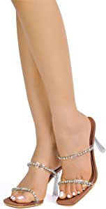 Amazon.com | Cape Robbin Jayana Sexy Stiletto High Heels for Women, Transparent Square Open Toe Shoes Heels - Mauve Size 8 | Heeled Sandals