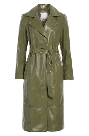 Leith Faux Patent Leather Trench Coat | Nordstrom