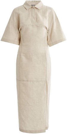 Jacquemus Carro Oversized Cotton-Linen Midi Dress