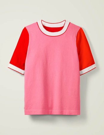 Abingdon Knitted Tee - Bright Camellia | Boden US