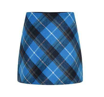 CURETTY C CHECKED A-LINE SKIRT in Blue and Black