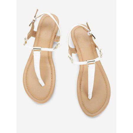 Sandals | Shop Women's White Toe Post Strappy Flat Sandals at Fashiontage | de33d8d2-0-color-white-size-eur36