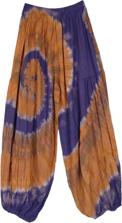 Iris Swirl Tie Dye Genie Rayon Pants | Purple | Split-Skirts-Pants, Crinkle, Tie-Dye, Bohemian