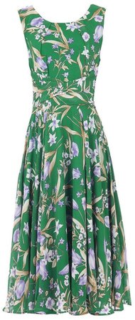 *Jolie Moi Green Floral Print Chiffon Midi Dress