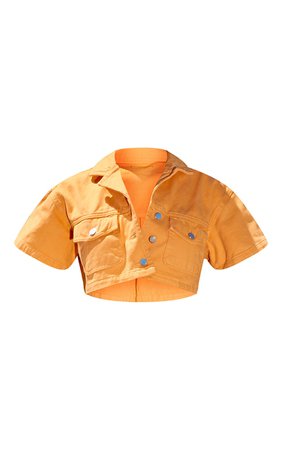 Orange Cropped Denim Shirt | Denim | PrettyLittleThing USA