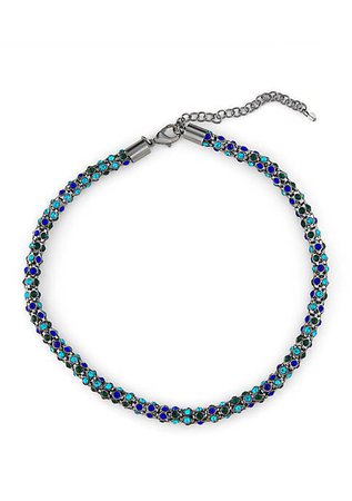 Napier Hematite Tone Blue Multi Mesh Collar Necklace