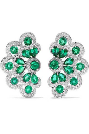 Chopard | 18-karat white gold, emerald and diamond earrings | NET-A-PORTER.COM