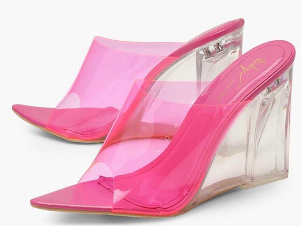 pink vinyl heels