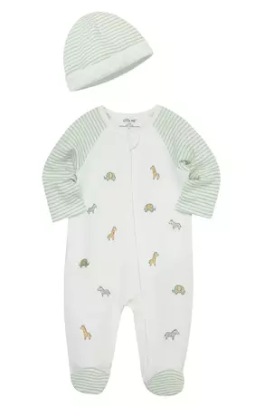 Safari Embroidered Cotton Footie & Hat Set Little Me Baby | Nordstrom