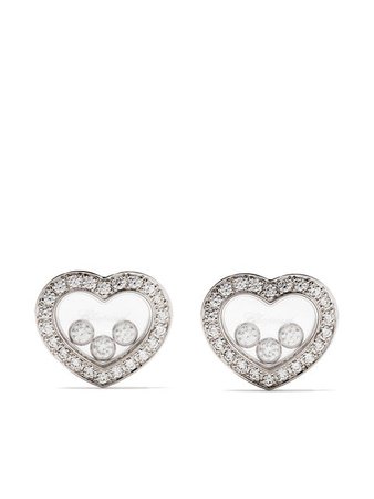 Chopard 18kt white gold Happy Diamonds Icons ear pins £6,120 - Shop Online SS19. Same Day Delivery in London