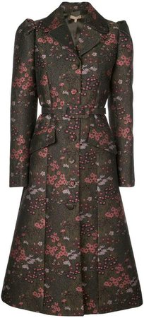 Floral brocade single-breasted coat