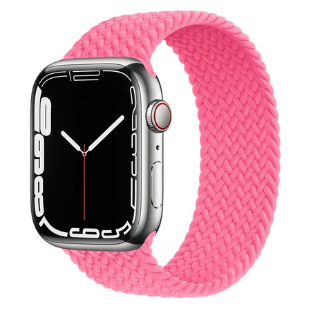 Apple Watch Series 7 GPS + Cellular, 45mm Silver Stainless Steel Case with Flamingo Braided Solo Loop - Size 7 - Apple (PH)