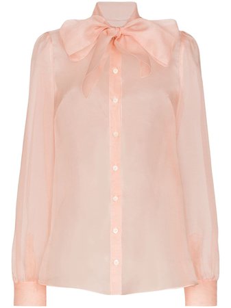 Pink Dolce & Gabbana Pussy Bow Silk Organza Blouse | Farfetch.com