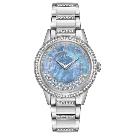 Ladies' Bulova Turnstyle Crystal Accent Watch with Periwinkle Mother-of-Pearl Dial (Model: 96L260) | Bulova | Watches | Zales