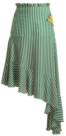 Adriana degreas Adriana Degreas - Striped Asymmetric Skirt - Womens - Green Stripe