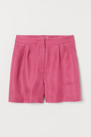 Linen-blend Shorts - Pink