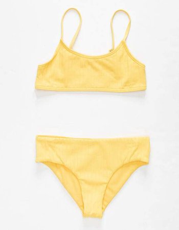 DAMSEL Thick Rib Bralette Girls Bikini Set - YELLO - 364627600 | Tillys