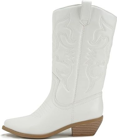 Amazon.com | Soda Reno Women Western Cowboy Pointed Toe Knee High Pull On Tabs Boots | Mid-Calf
