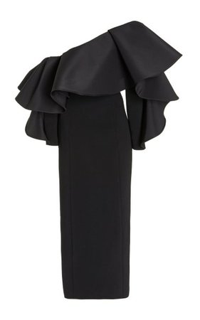 Ruffled One-Shoulder Column Dress By Carolina Herrera | Moda Operandi