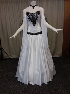 Gorgeous silver and white gothic wedding  gown