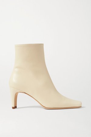 Eva Leather Ankle Boots - Cream
