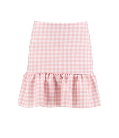 Pastel Pink and White Checkered Skirt