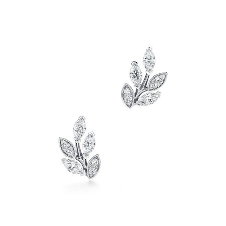 Tiffany Victoria® diamond branch earrings in platinum, small. | Tiffany & Co.