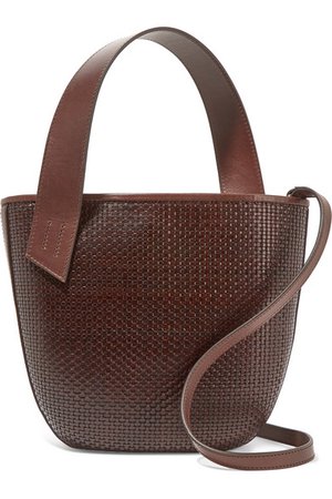 TL-180 | Panier Saigon leather-trimmed woven raffia shoulder bag | NET-A-PORTER.COM