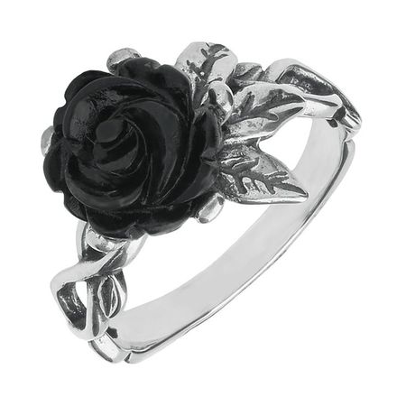 black rose silver ring