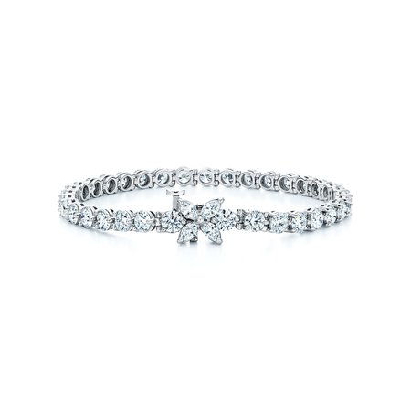 Tiffany Victoria® line bracelet in platinum with diamonds. | Tiffany & Co.