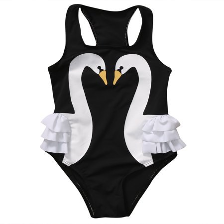 Emmababy - Fashion Girls Bikini Baby Kid Swan Swimsuit Romper Swimwear Ruffle Skirt Swimsuit Bathing Suit - Walmart.com