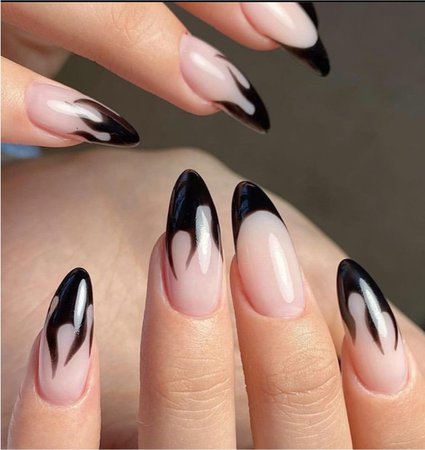 Black flame tip nails