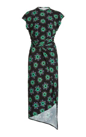 Ring-Detailed Draped Floral Stretch-Jersey Midi Dress By Paco Rabanne | Moda Operandi