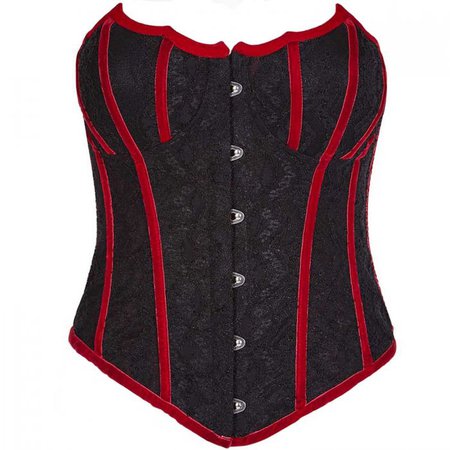 The Dark Store Black and Red Jacquard 'Vampire Bat' Corset by Punk Rave • the dark store™