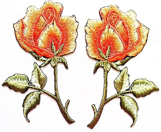 Amazon.com: PP Patch Orange Rose Flower Tattoo Love 70s Retro Biker Embroidered Applique Iron-on Patch New for T-Shirt Jacket Jeans Shoes Bags Clothings Hat Costume: Home & Kitchen