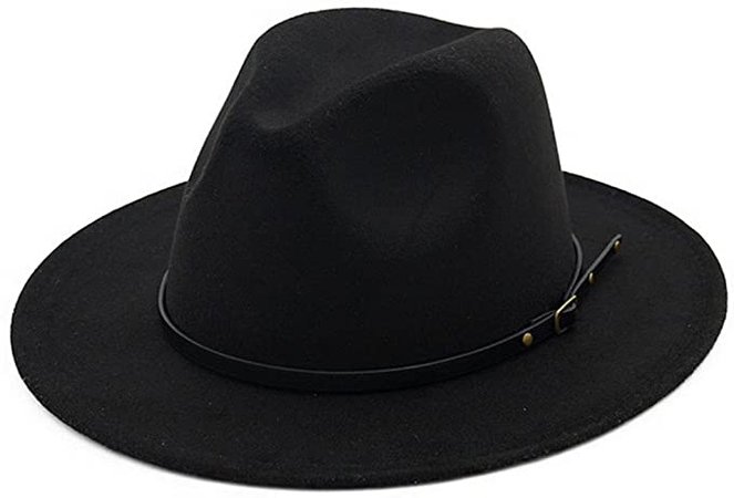 Lisianthus Women Belt Buckle Fedora Hat Black at Amazon Women’s Clothing store