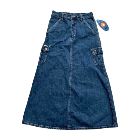 denim jean long maxi skirt