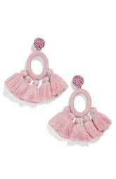 pink tassel oval earrings