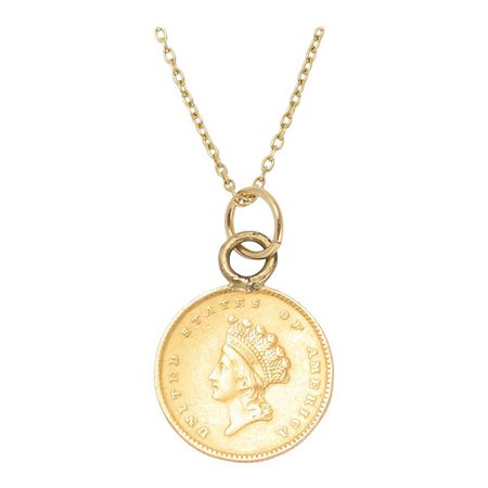Mid-Victorian Lord's Prayer Gold Liberty Dollar Pendant For Sale at 1stdibs