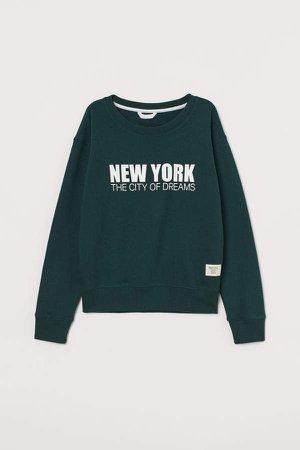 Sweatshirt with Printed Design - Green