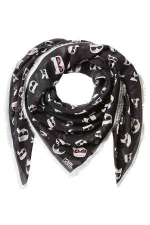 K/Ikonik Face Printed Scarf with Silk Gr. One Size