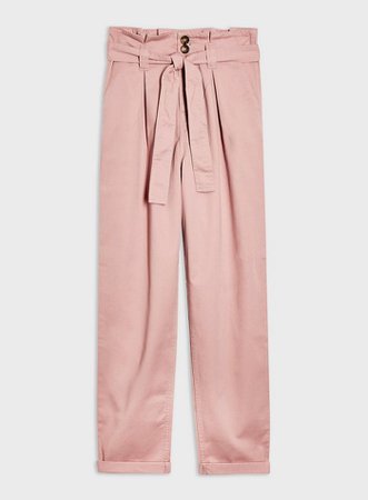Pale Pink Cargo Paperbag Waist Trousers | Miss Selfridge