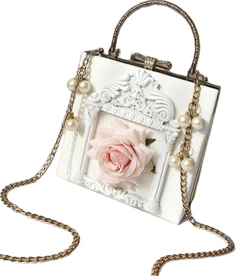 white and pink rose Lolita bag