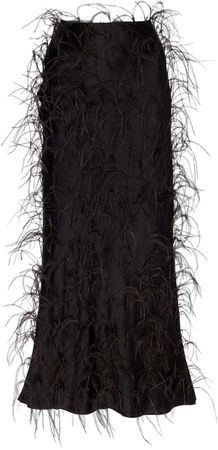 Michael Lo Sordo Feathered Silk-Satin Slip Skirt Size: 6
