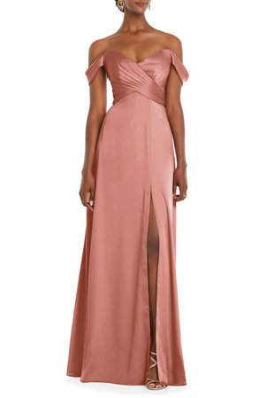 Dessy Collection Off the Shoulder Satin Gown | Nordstrom