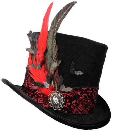 Red and black gothic hat