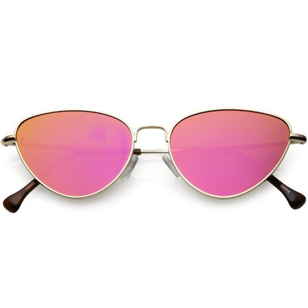 Women's Retro Thin Frame Metal Mirrored Flat Lens Sunglasses - zeroUV