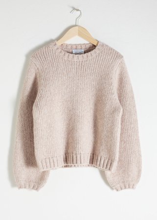 Cropped Wool Blend Sweater - Cream - Sweaters - & Other Stories