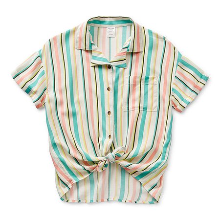 Arizona Little & Big Girls Short Sleeve Button-Down Shirt - JCPenney