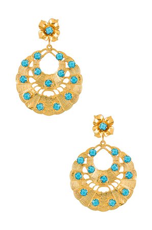 Jennifer Behr Sarina Earring in Gold & Turquoise | REVOLVE